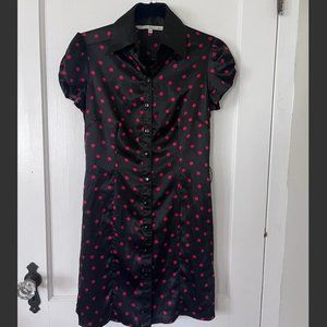 Rachel Roy Black Polka Dot Button Down Dress